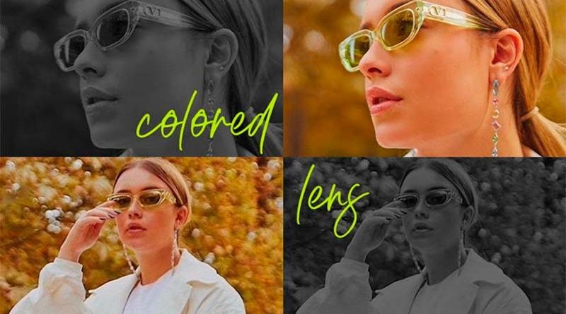 Óculos de Sol com lentes coloridas ou lentes cosméticas