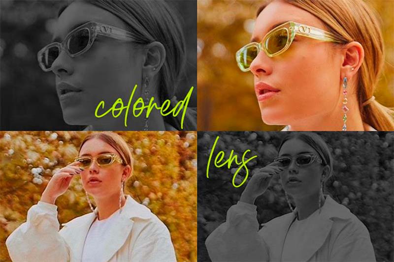 Óculos de Sol com lentes coloridas ou lentes cosméticas